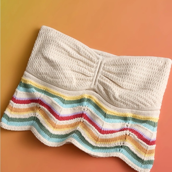 American Eagle Live Your Life Crochet Mulitcolor Crop Tube Top XS - Picture 2 of 7